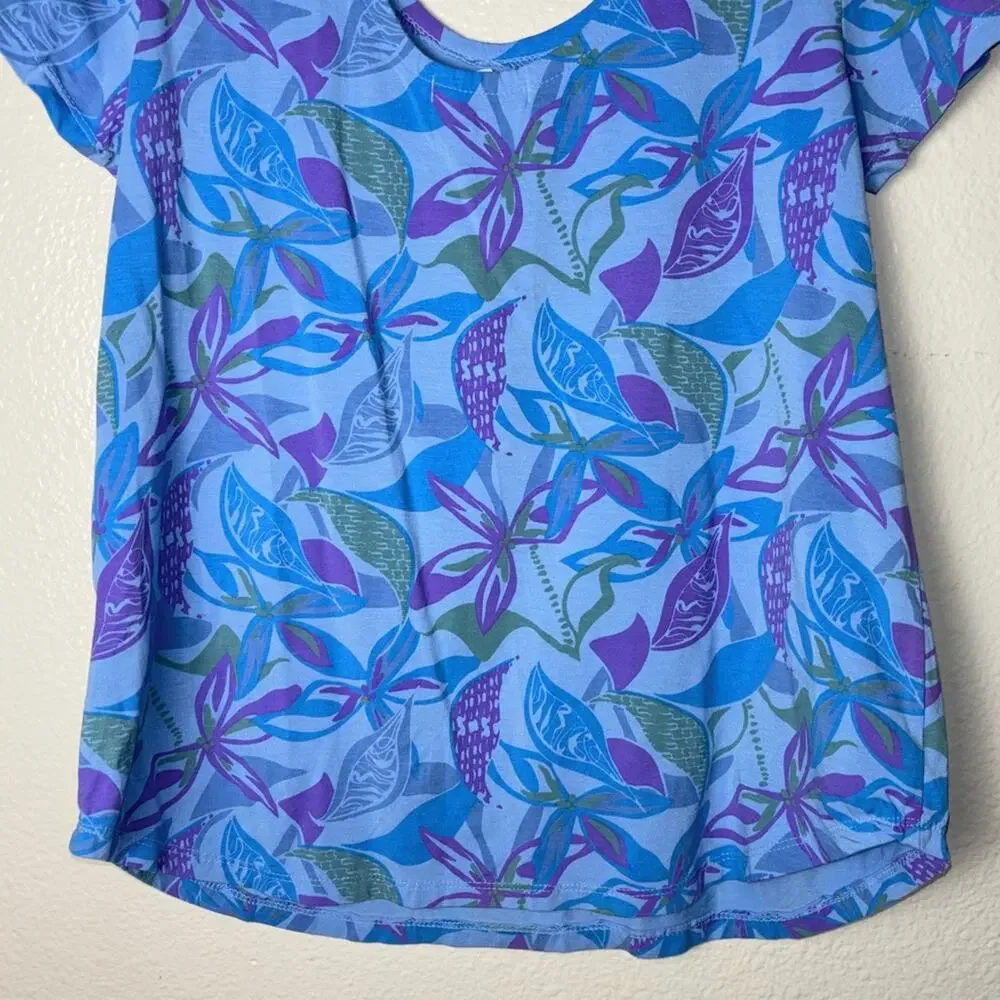 Fresh Produce Beachside Blooms Mika Twist Top Women's size XS purple.blue,green - Picture 11 of 15